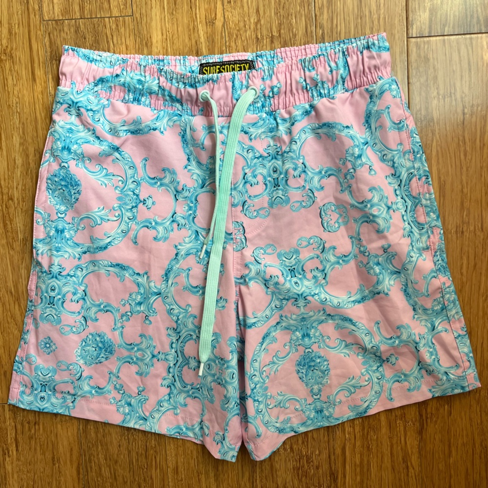 Surf Society Swim Trunks size small blue pink